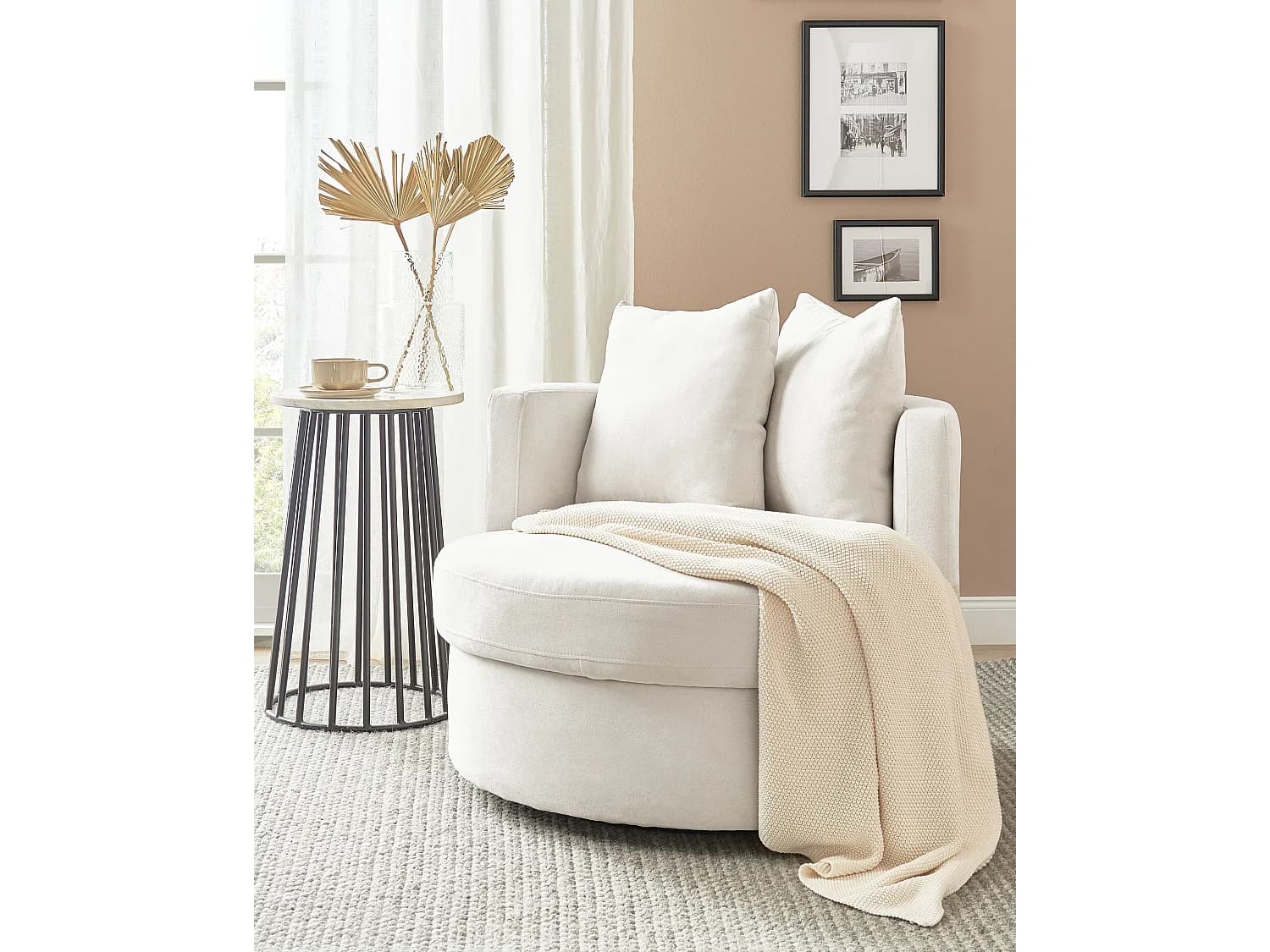 Fauteuil pivotant DALBY Tissu Beige clair