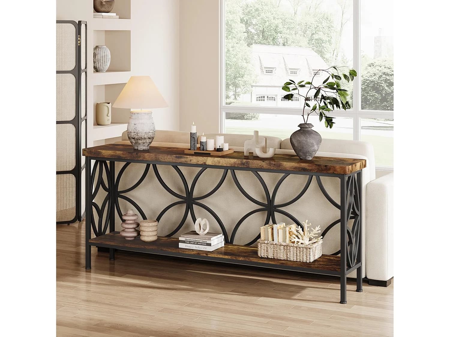 Table de canapé étroite de 160 cm - Table de canapé longue industrielle derrière le canapé