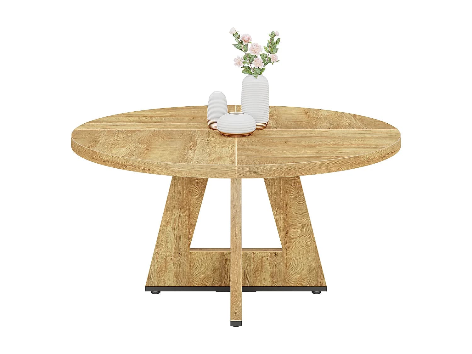 Table de salle à manger ronde pour 4, 120 cm table de cuisine ronde de style campagnard